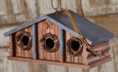 BIRDHOUSE - LOG CABIN 3 HOLES