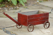 Wooden Cart - Distressed Burgundy   Wheels