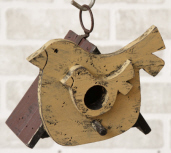 BIRDHOUSE - TRIANGLE WITH MAMA & BABY BIRD  BURG