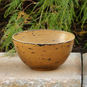 Wooden Bowl - Small, Distressed Mustard