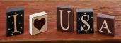 Wooden Block Set - I (heart) USA Americana