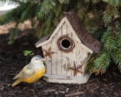 BIRDHOUSE - TAN WITH RUSTY STARS