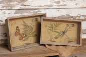 Wooden Tray - Butterfly & Dragonfly  Nested