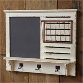 Chalkboard With Hooks And Wire Rack