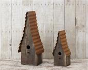 Birdhouse  Rusty Tin Roof  Cleanout Holes