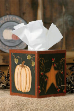 Autumn Welcome  Tissue Box Cover - Pumpkin/Star