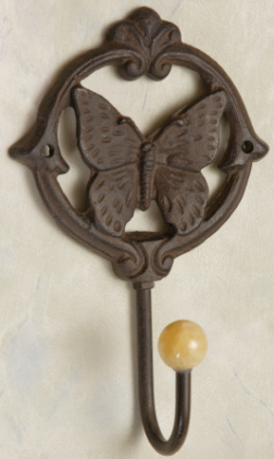 Wall Hook - Butterfly W/Ceramic Knob