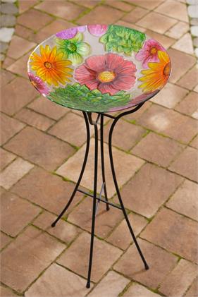Bird Bath Bowl - Flowers  Lg