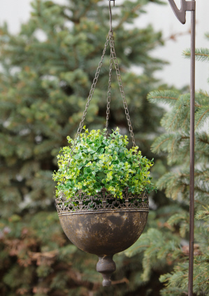 Flower Pot - Hanging  Designed Edge    Blk