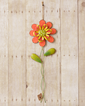 Garden Stake - Red & Yellow Flower