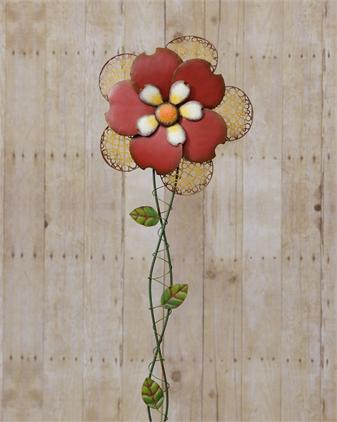Garden Stake - Flower, Burgundy