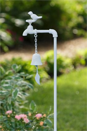 Decorative Garden Stake W/Faucet, Bird & Bell
