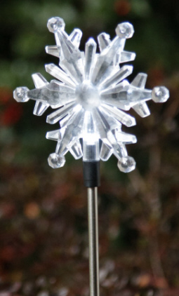 Garden Stake - Led Snowflake  White Light  Solar