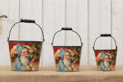 BUCKETS - VINTAGE SANTA