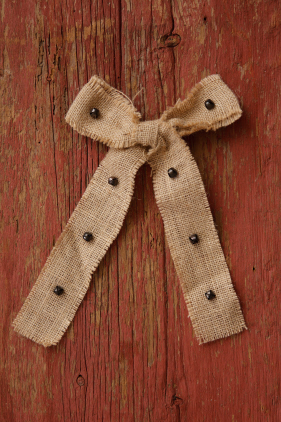 Bow -  Burlap With Bells  Large