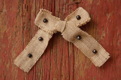 Bow -  Burlap With Bells  Small