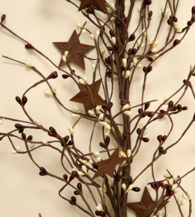 Garland - Primitive Berries Rusty Stars