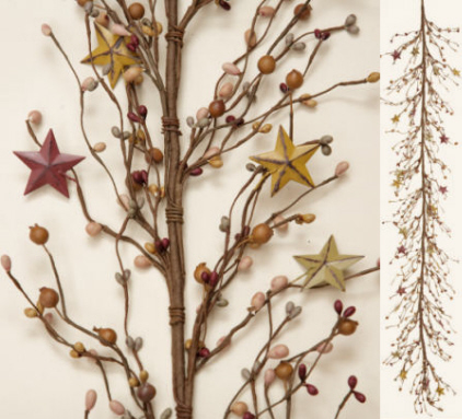 Garland - Primitive Berry  Tin Stars