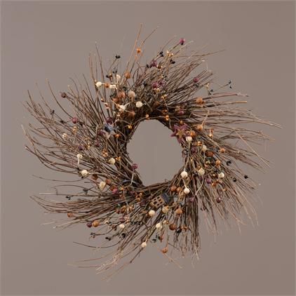 Wreath - Twig Base, Assorted Berries & Primitive Accents