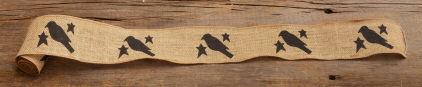Burlap Ribbon - Crow & Stars