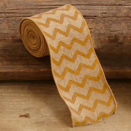 Burlap Ribbon - Mustard Design