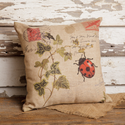 Pillow - Ladybug & Vine Postcard