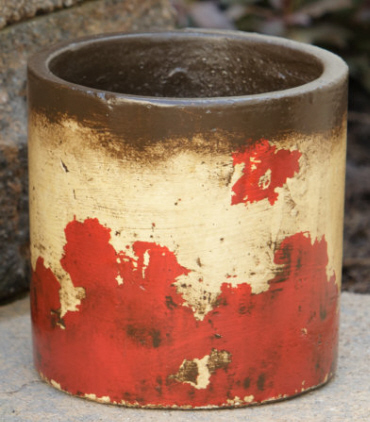 POTTERY - FLOWER POT  DARK RED