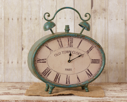 Clock - Stands, Oval, Teal