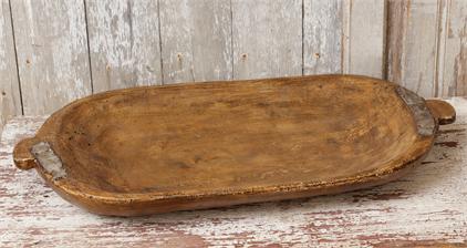 Treenware Style Oval Tray Metal Accents