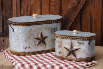Canister With Lid - Embossed Star Nested Set