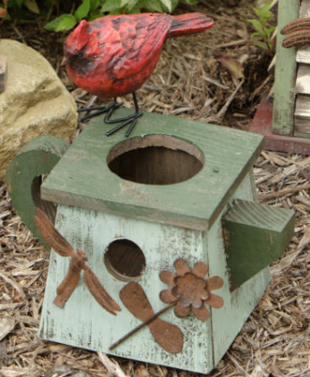 Birdhouse - Planter  Watering Can  Dragonfly