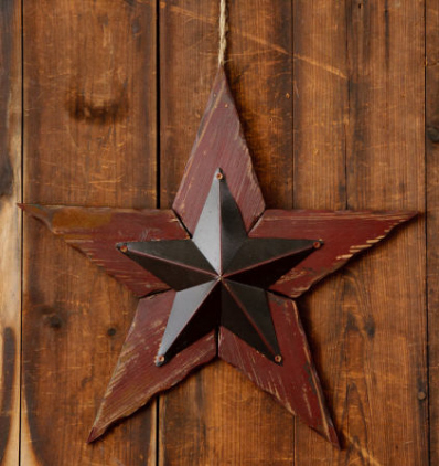 Star - Bu Wood With Blk Tin Star Distressed